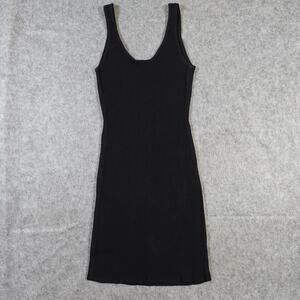 Seek the Label Dress Womens Medium Bodcon Mini VNeck Ribbed Black Sleeveless